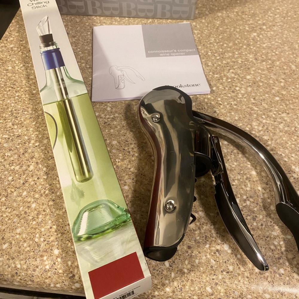 Brookstone wine opener and chilling stick